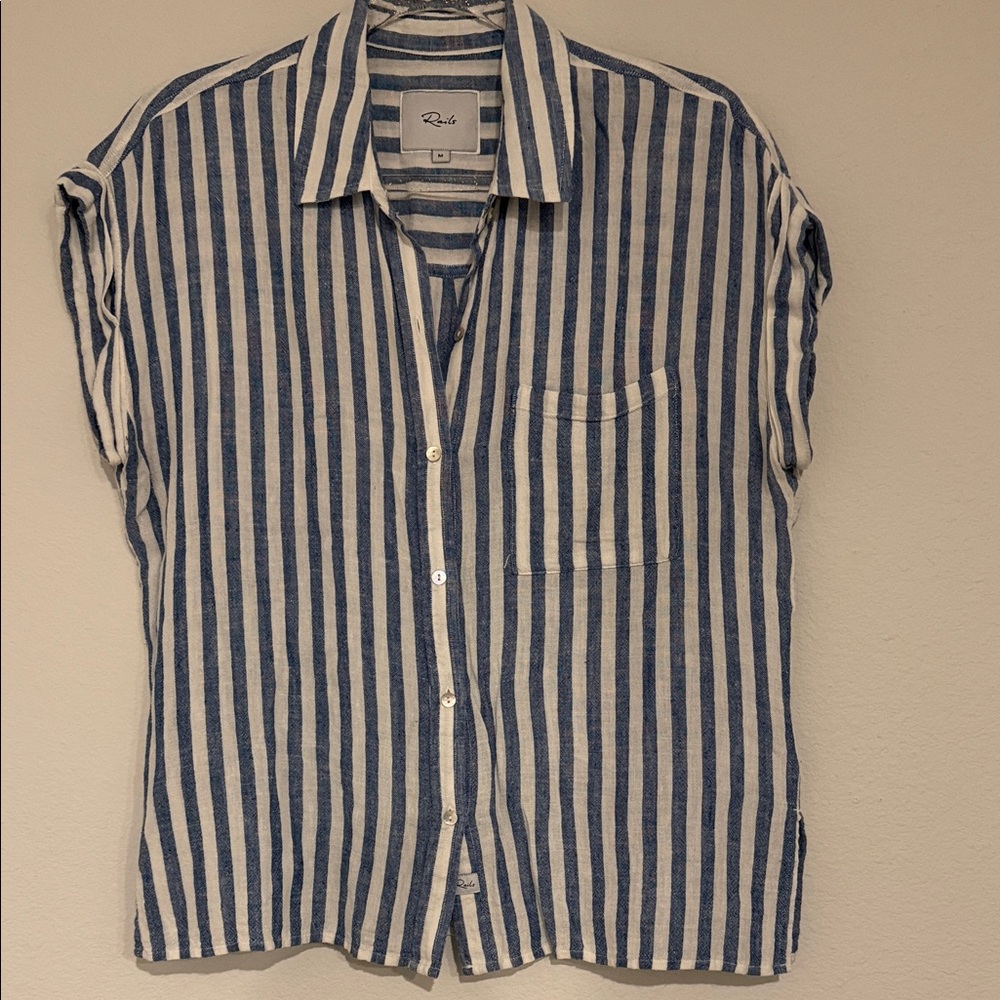 Rails Navy and Cream Striped Men's Shirt